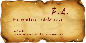 Petrovics Letícia névjegykártya